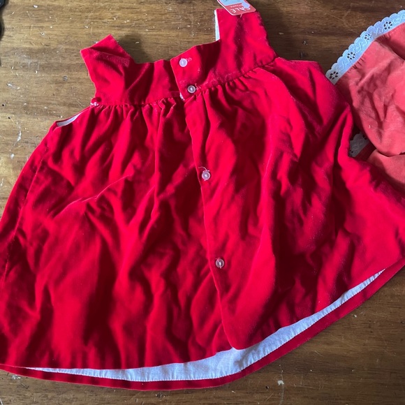 Vintage 70s 80s Lot Of 2 Baby Girl Cotton Velvet Dresses Red Orange 24 Mo 2T - Picture 10 of 10